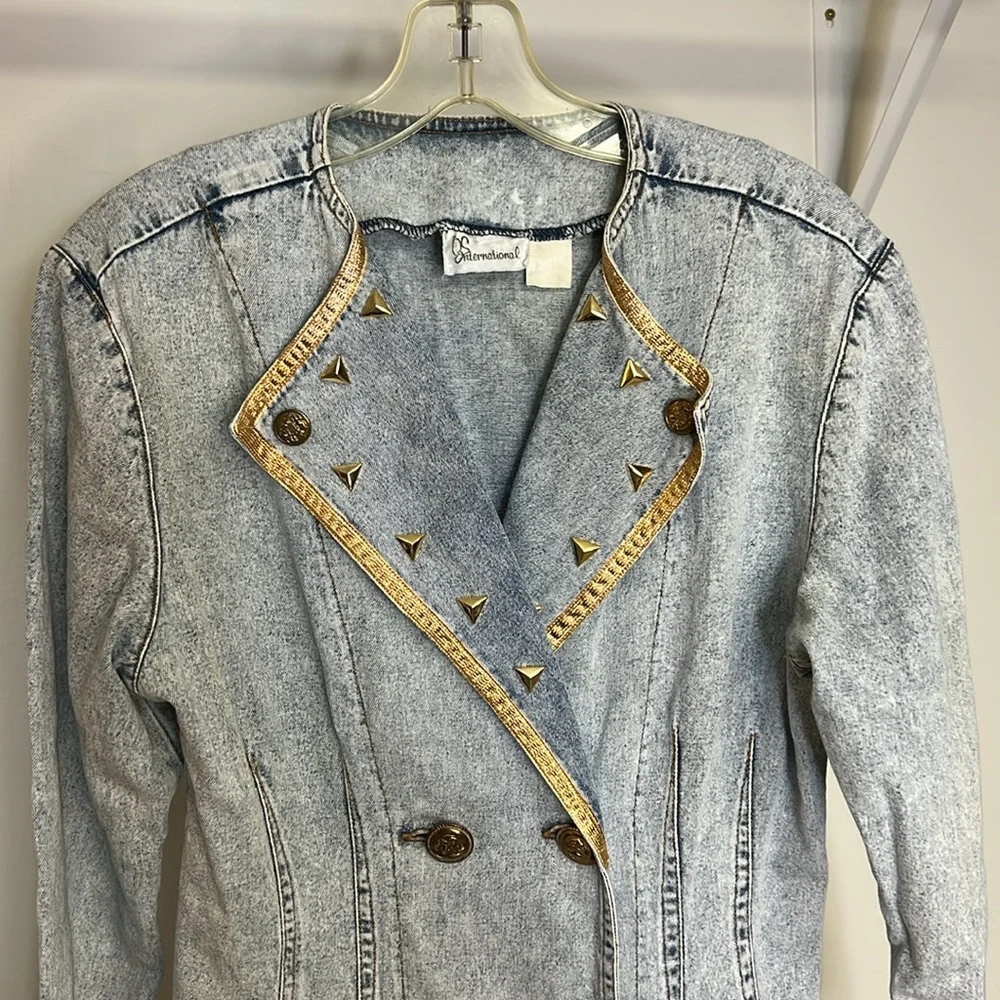 Vintage 80’s‎ Stylish Denim Dress with Gold Accents- 2 - Picture 5 of 6